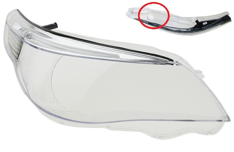  Sticla far dreapta pentru BMW Seria 5 E60/E61 far Xenon cu adaptiv (2004-2007) - HCE60-0407-H-DREAPTA 