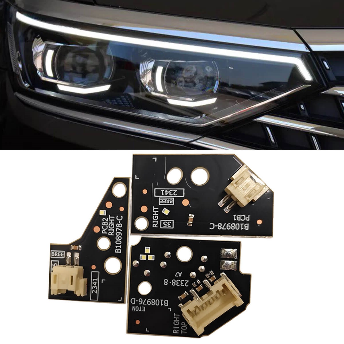 Kit reparatie modul lumini de zi DRL dreapta pentru Passat B8.5 Facelift 2019-2023 cu faruri Matrix - B8-2021-DRL Right (3 piese)