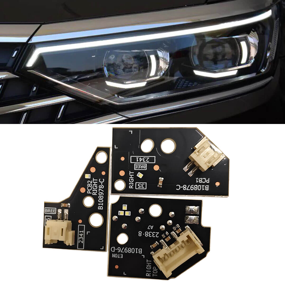 Kit reparatie modul lumini de zi DRL stanga pentru Passat B8.5 Facelift 2019-2023 cu faruri Matrix - B8-2021-DRL Left (3 piese)