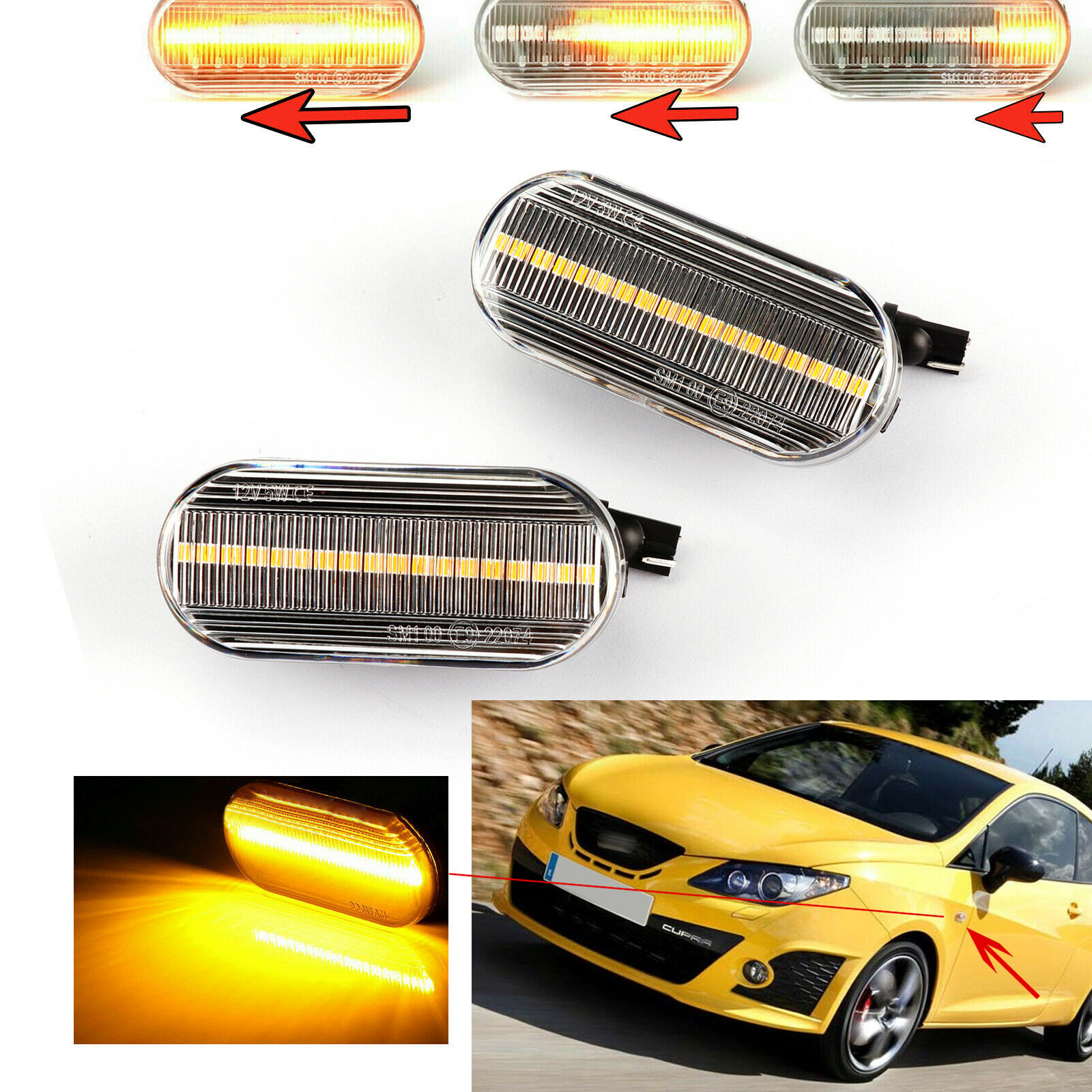 Set 2 Semnalizari Aripa LED Dinamice Golf 3, 4, Bora, Passat, Polo - D0451