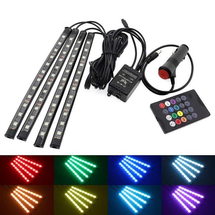  Kit 4 Lumini Ambientale RGB cu telecomanda, 12V, 12 LED, 22 cm LAL-12 