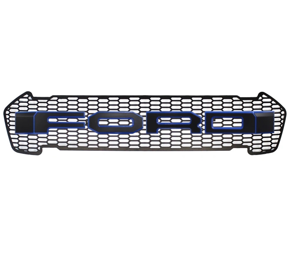 Grila radiator negru mat cu contur albastru, leduri portocalii, Ford Ranger T8 2019-2022 - FGT81920 Blue